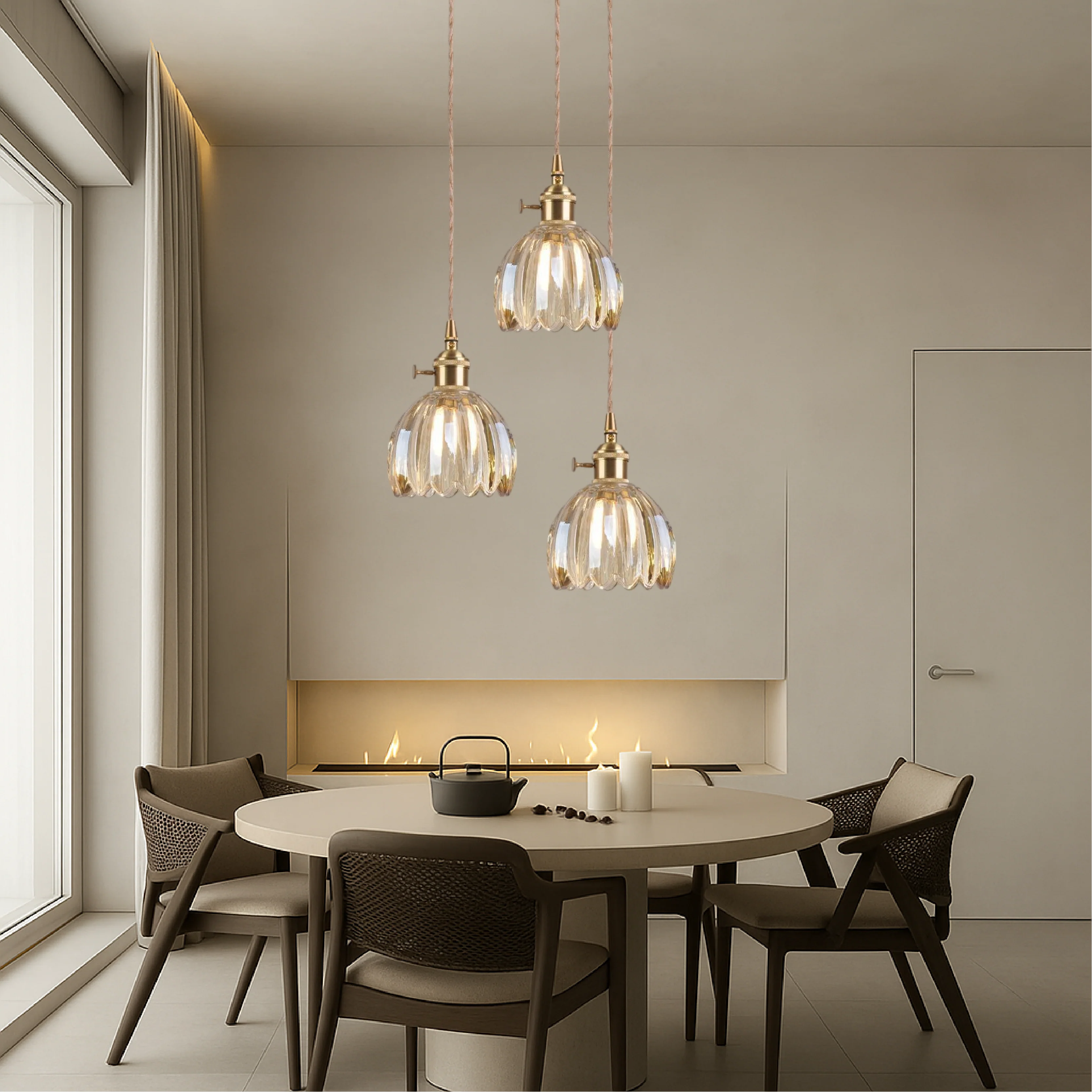 Japanese Ribbed Glass Pendant Light - Image 3