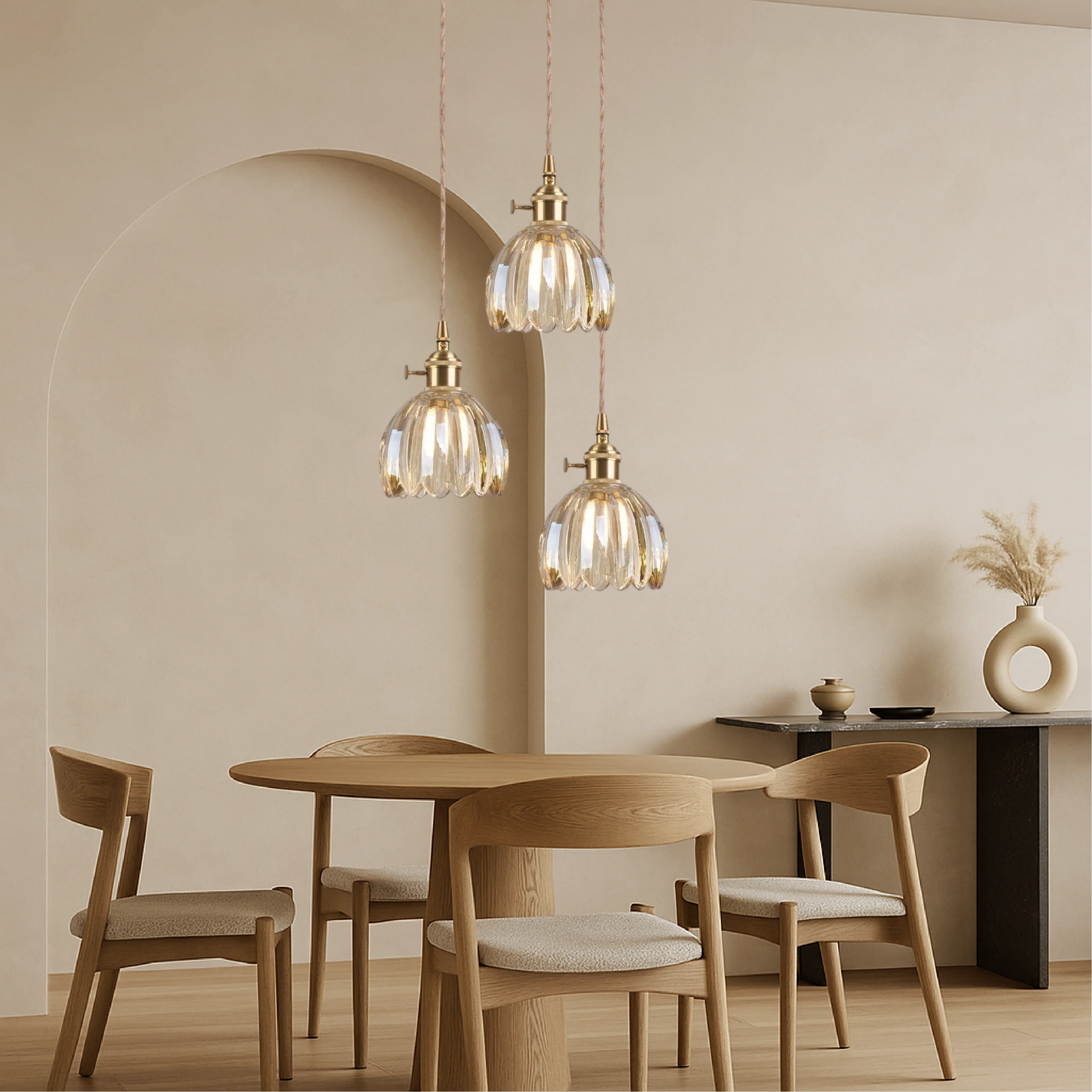 Japanese Ribbed Glass Pendant Light - Image 4