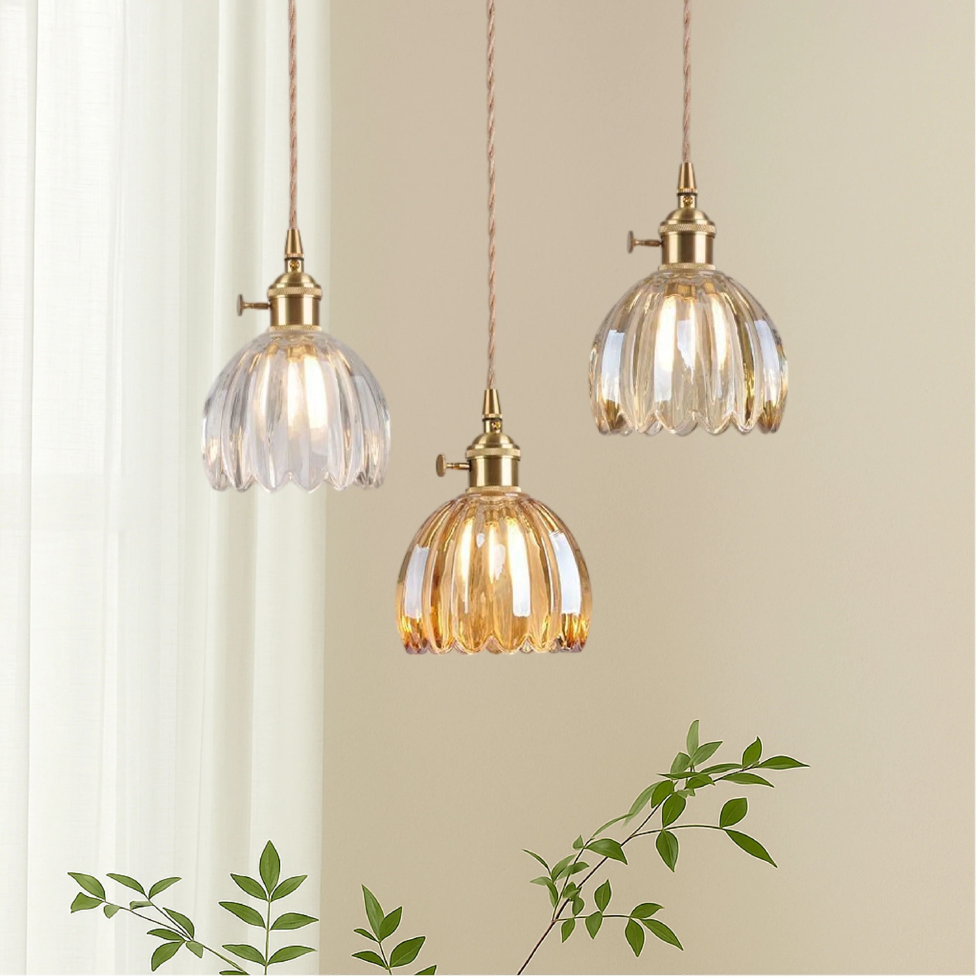 Japanese Ribbed Glass Pendant Light - Image 5