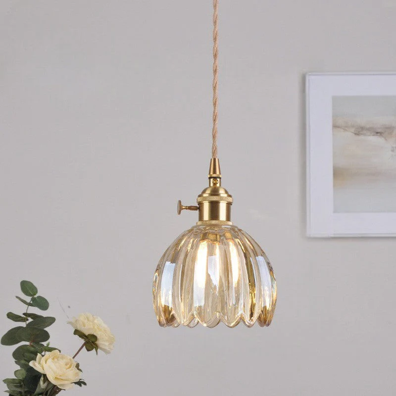 Japanese Ribbed Glass Pendant Light - Image 8