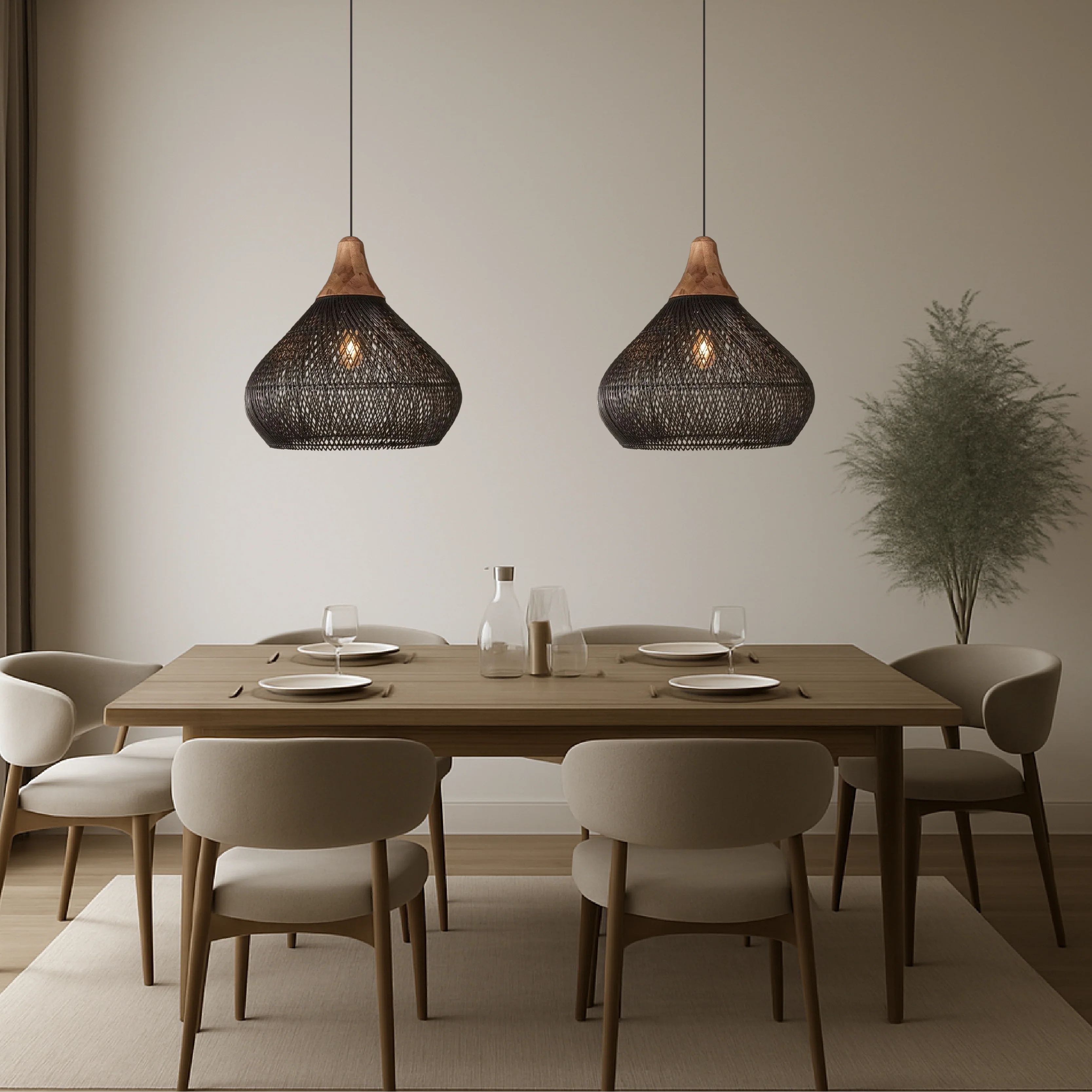 Japanese Woven Pendant Light - Image 3