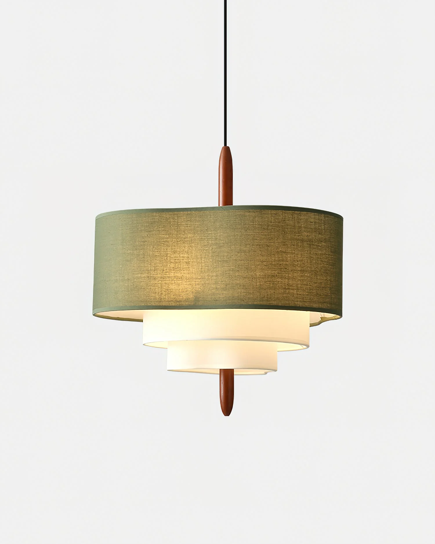 Layered Linen Drum Pendant Light - Image 11