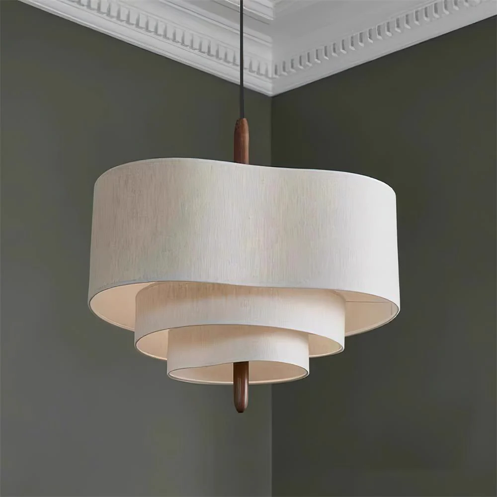 Layered Linen Drum Pendant Light - Image 6