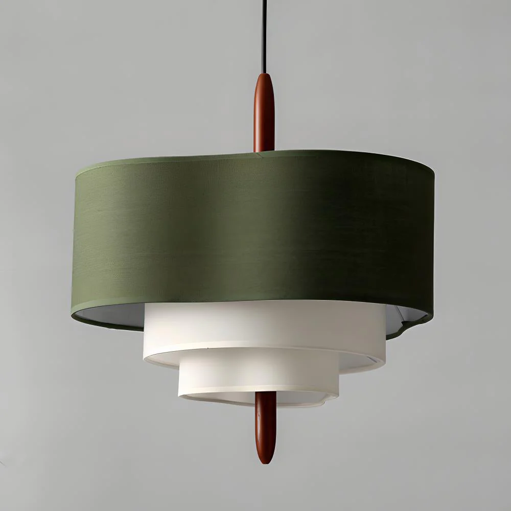 Layered Linen Drum Pendant Light - Image 8