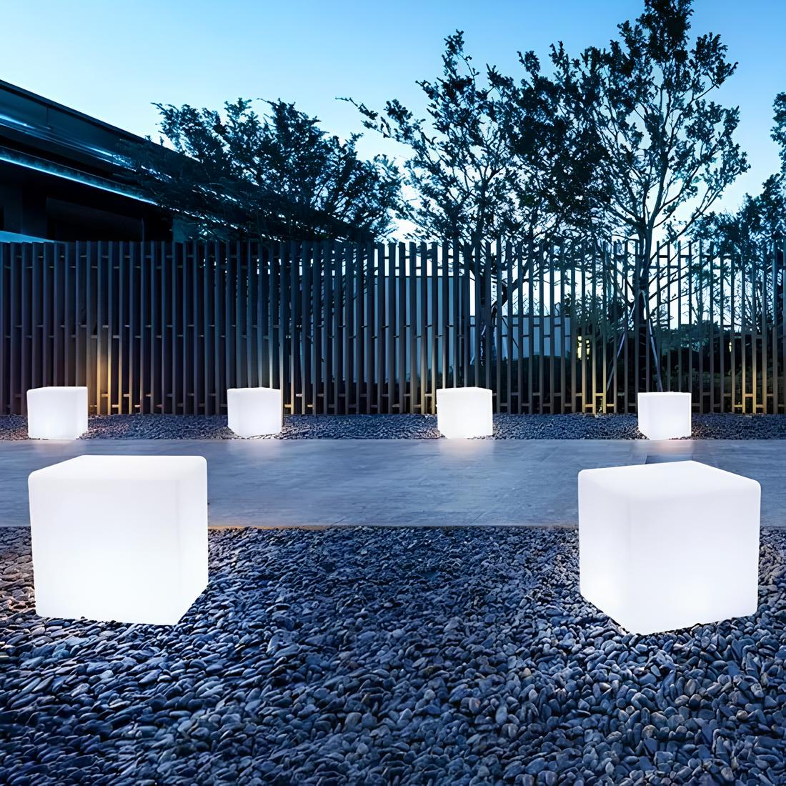 LED Cube Garden Light White Outdoor Floor Lamp - Image 2