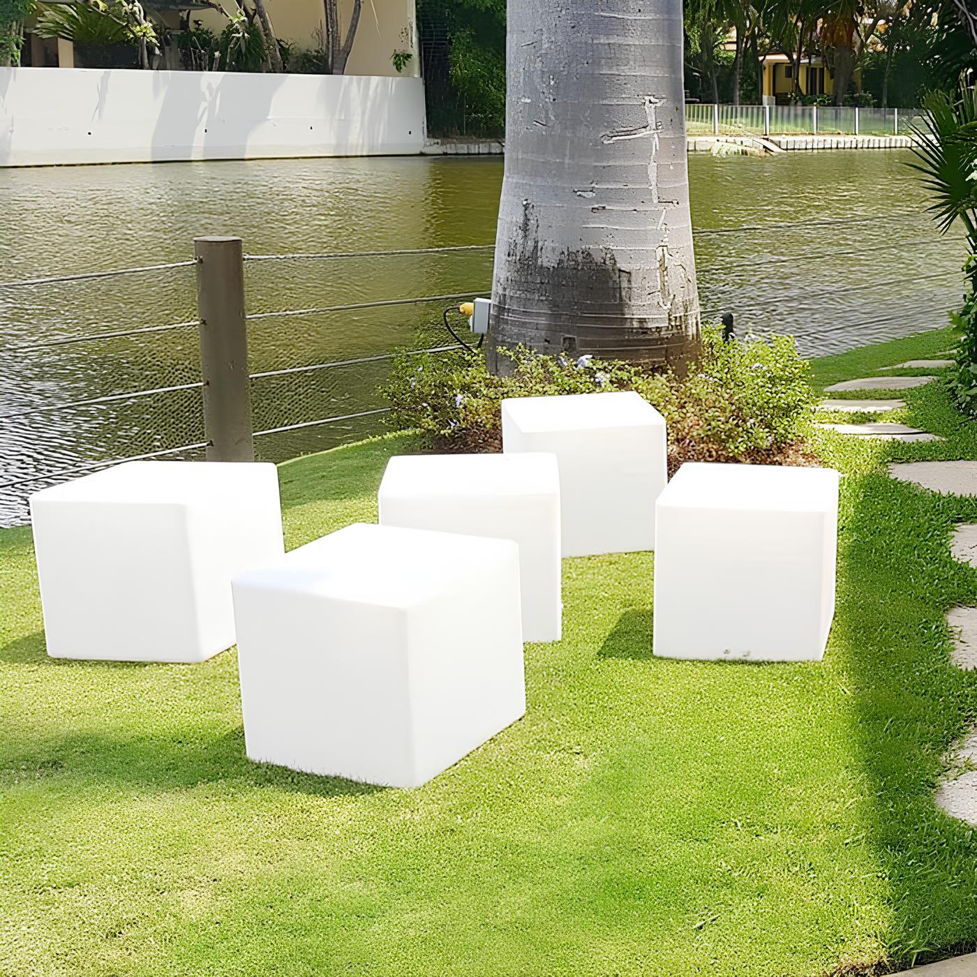 LED Cube Garden Light White Outdoor Floor Lamp - Image 3