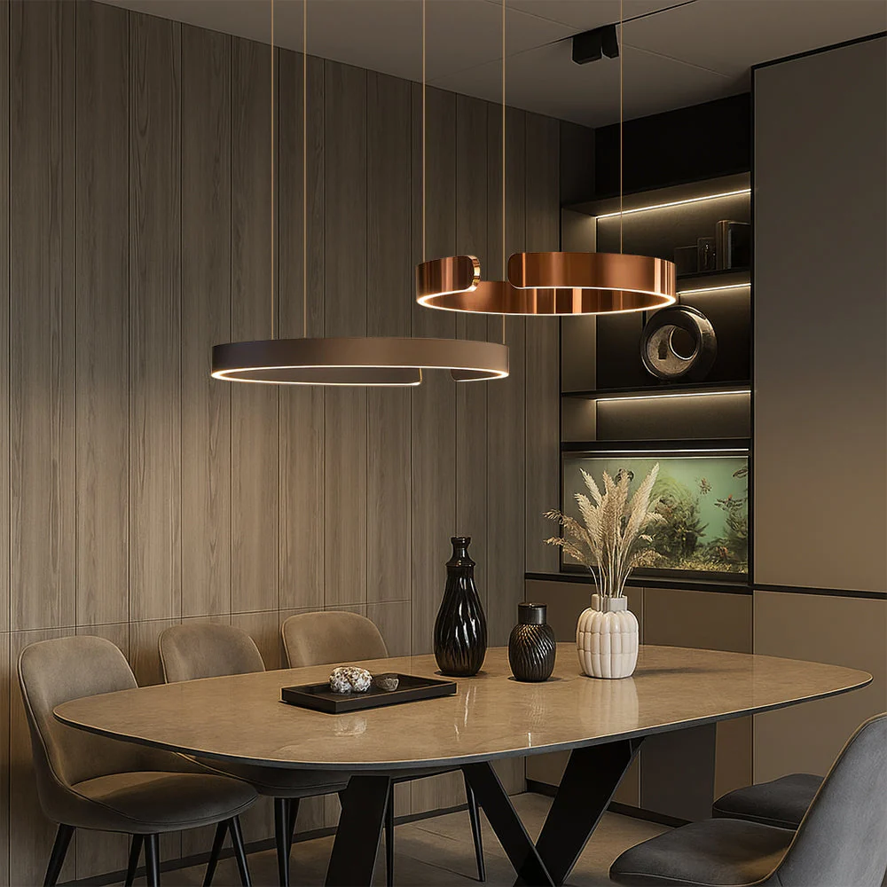 LED ring pendant light with metal finish - Image 7