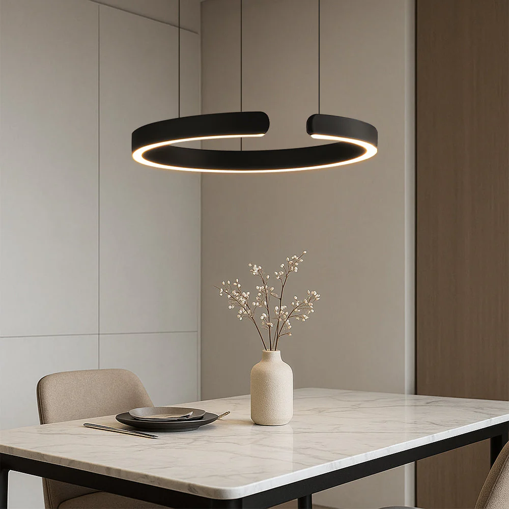 LED ring pendant light with metal finish - Image 8