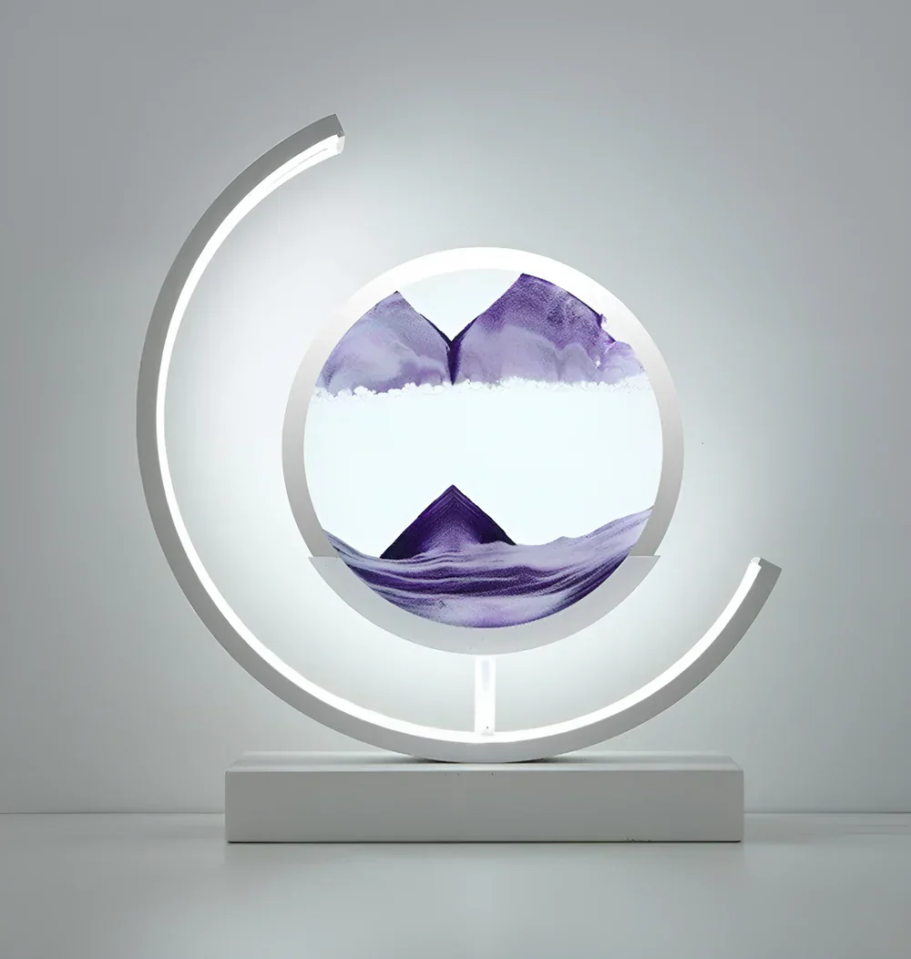 LED sand art table lamp with circular frame - Image 10