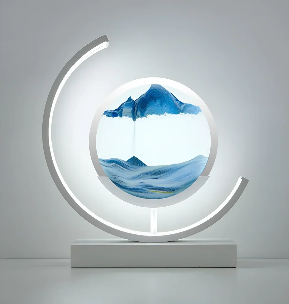 LED sand art table lamp with circular frame - Image 11