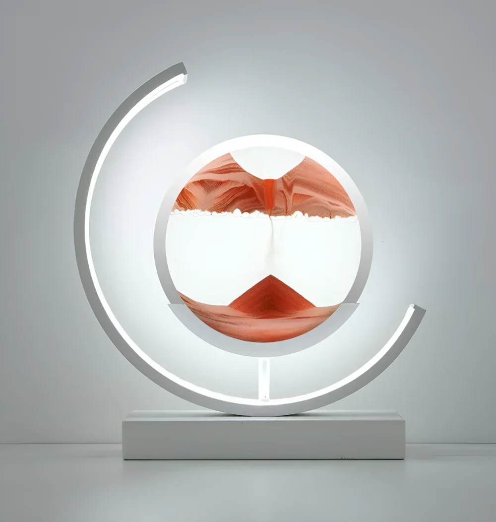 LED sand art table lamp with circular frame - Image 12
