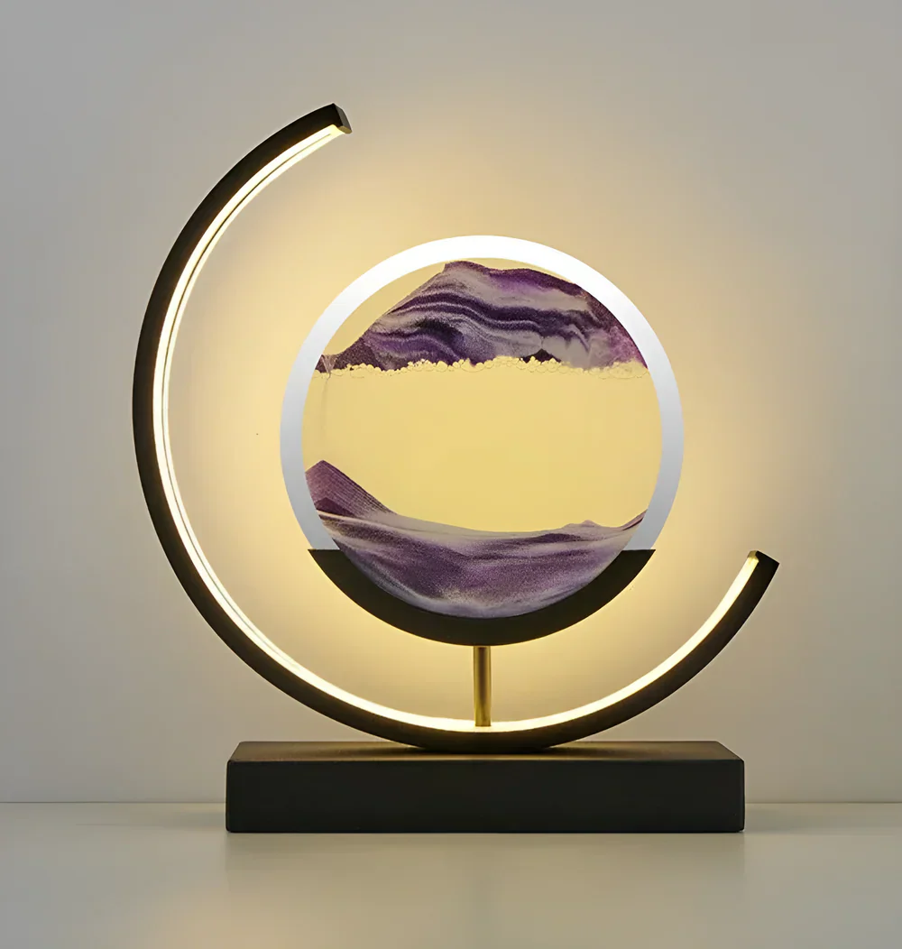 LED sand art table lamp with circular frame - Image 13