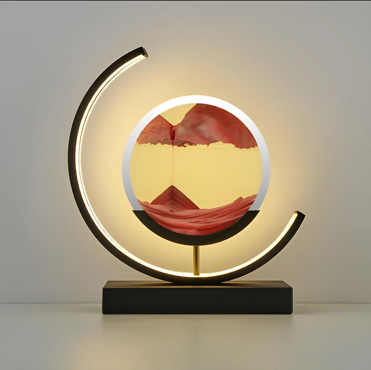 LED sand art table lamp with circular frame - Image 4