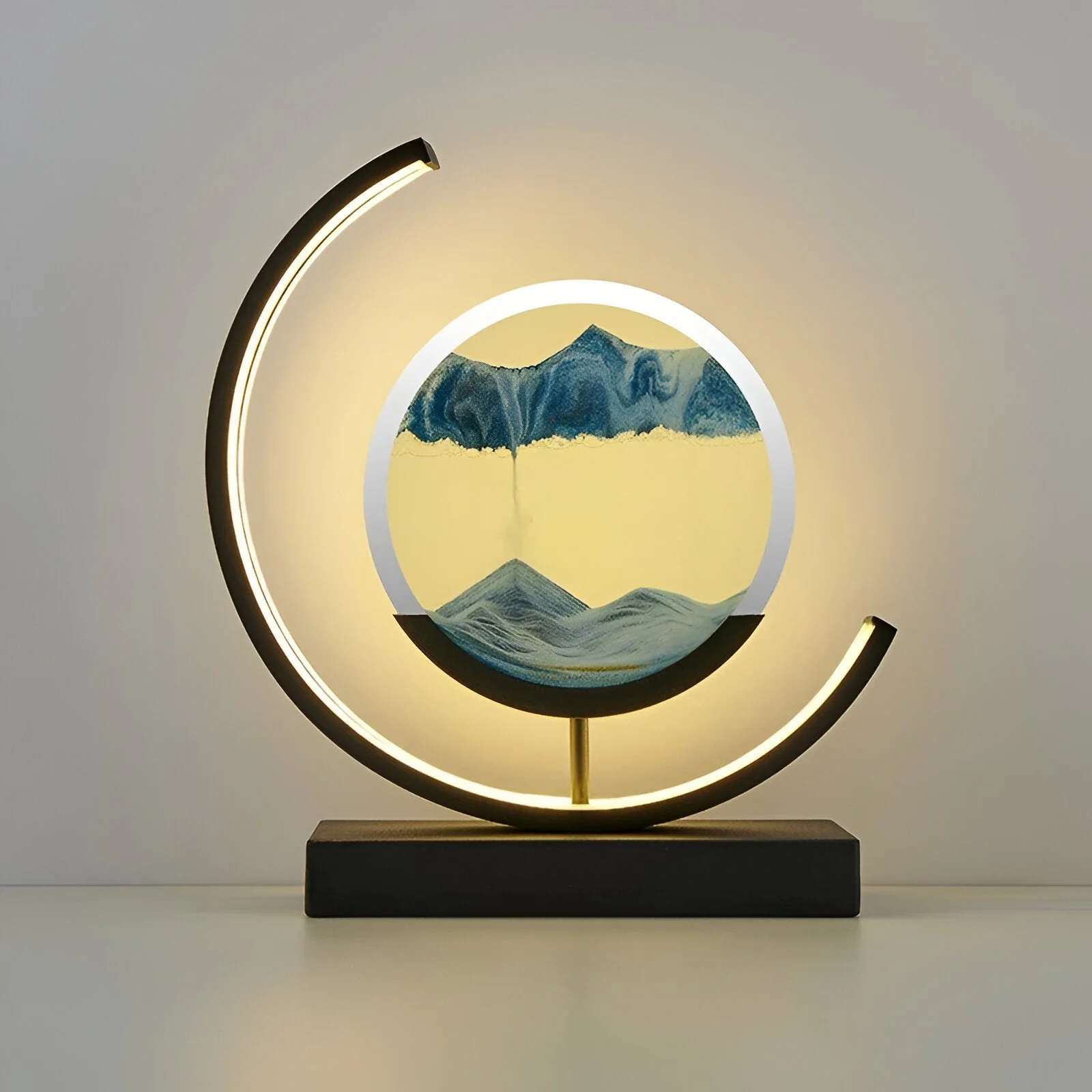 LED sand art table lamp with circular frame - Image 6