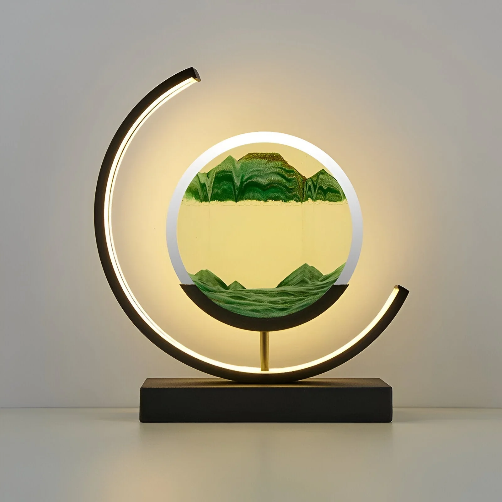 LED sand art table lamp with circular frame - Image 7