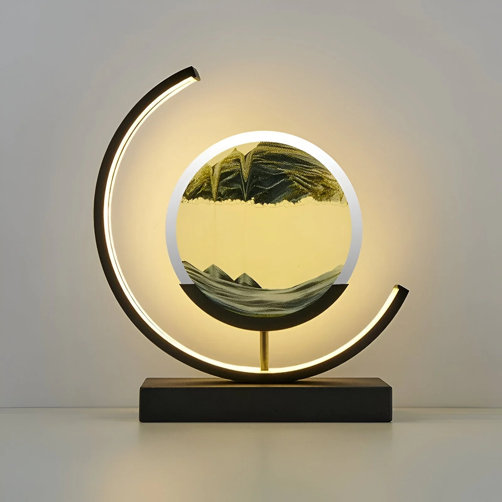 LED sand art table lamp with circular frame - Image 8