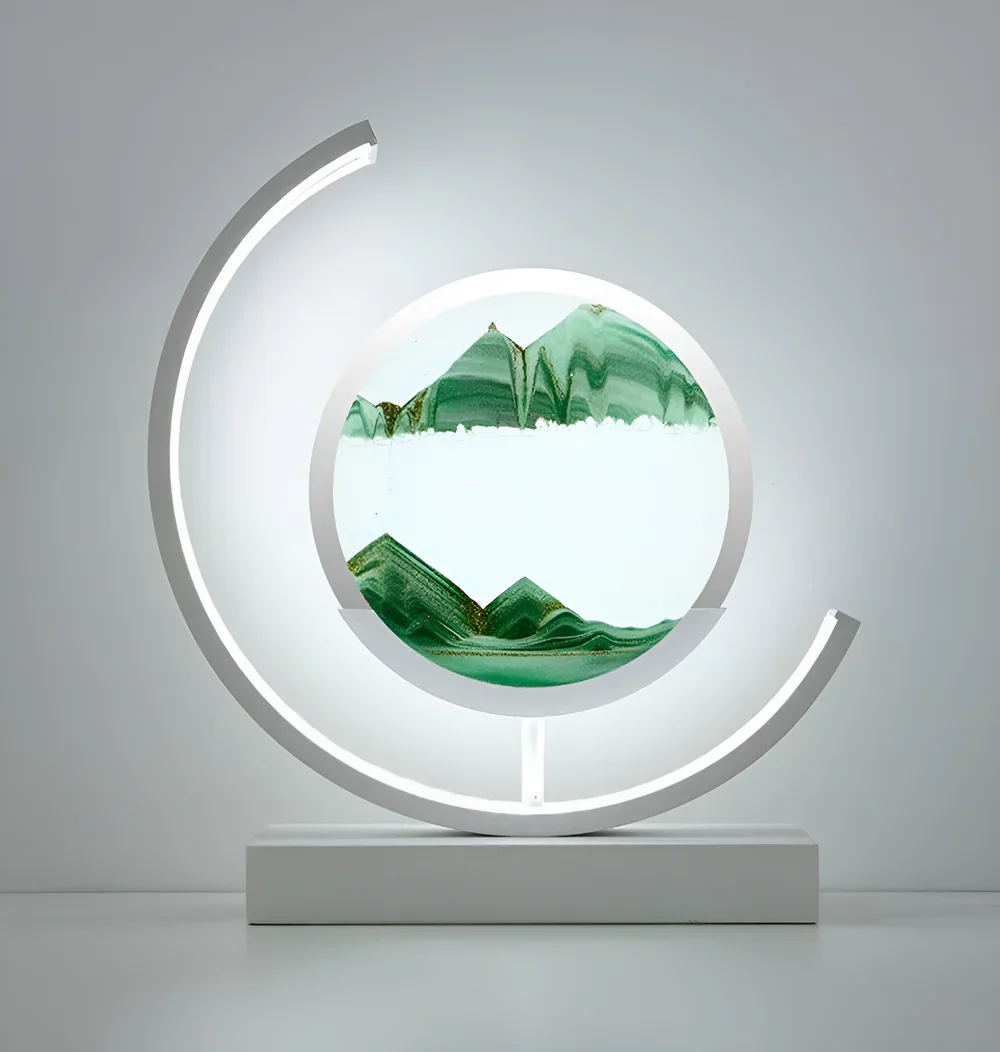 LED sand art table lamp with circular frame - Image 9