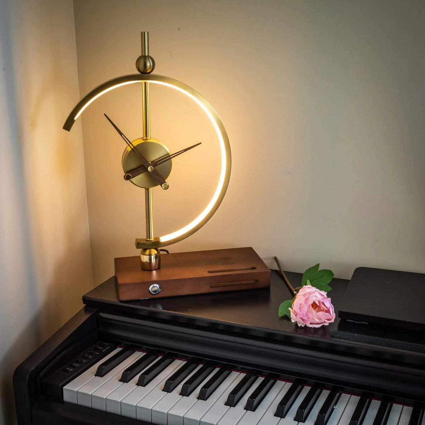 LED Table Lamp with Clock and Wooden Base - Image 10