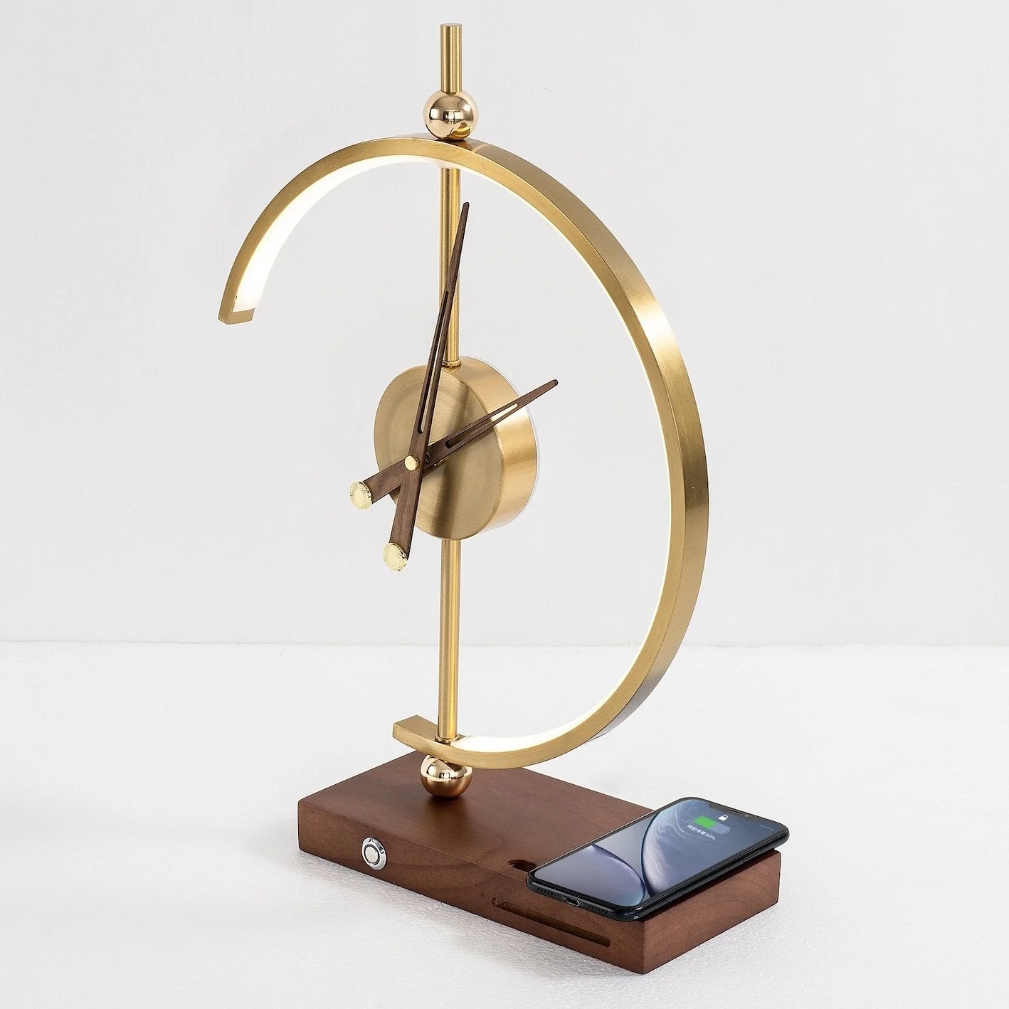 LED Table Lamp with Clock and Wooden Base - Image 4