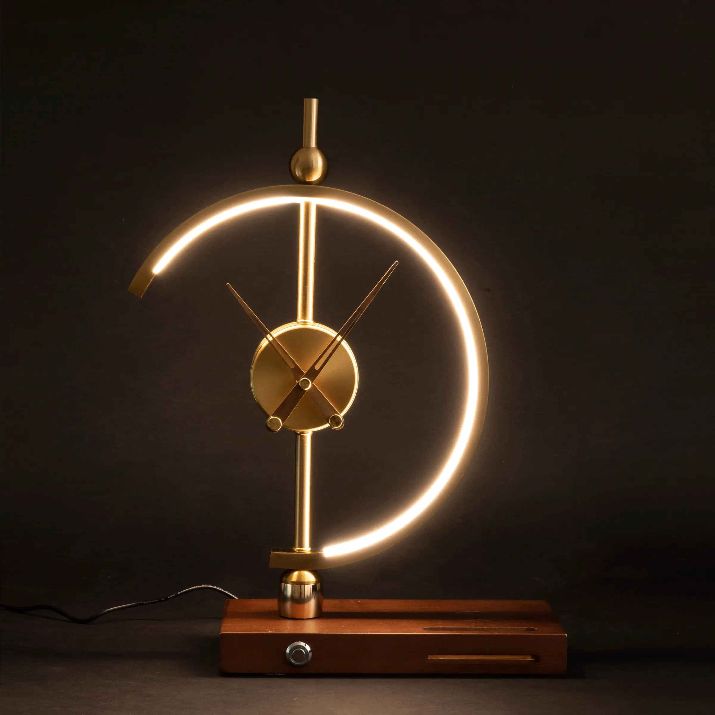LED Table Lamp with Clock and Wooden Base - Image 5