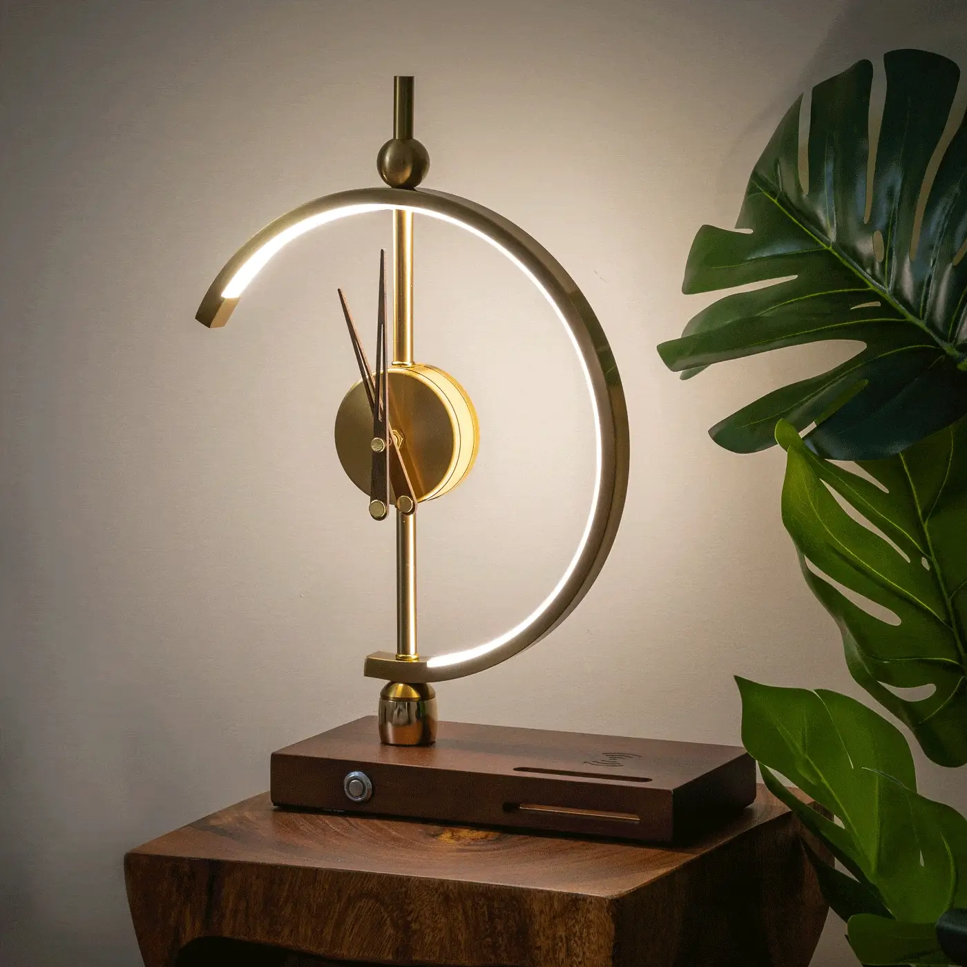 LED Table Lamp with Clock and Wooden Base - Image 6