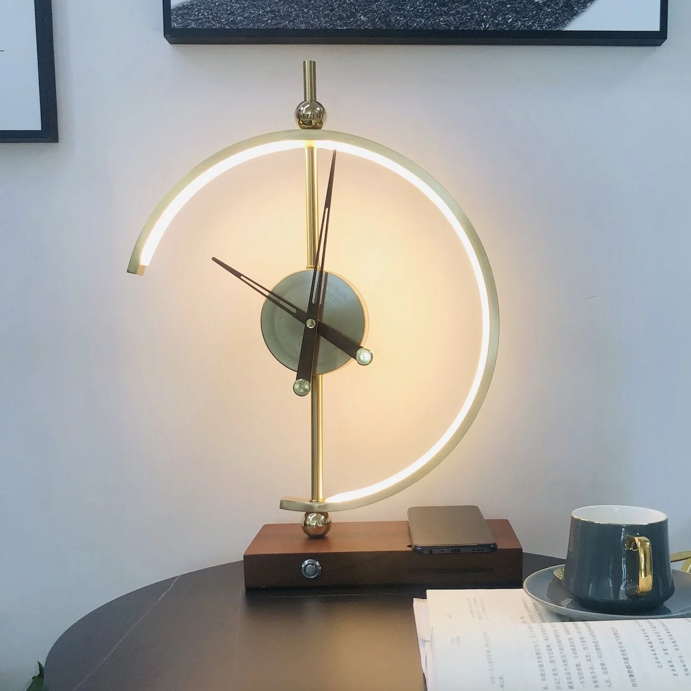 LED Table Lamp with Clock and Wooden Base - Image 7