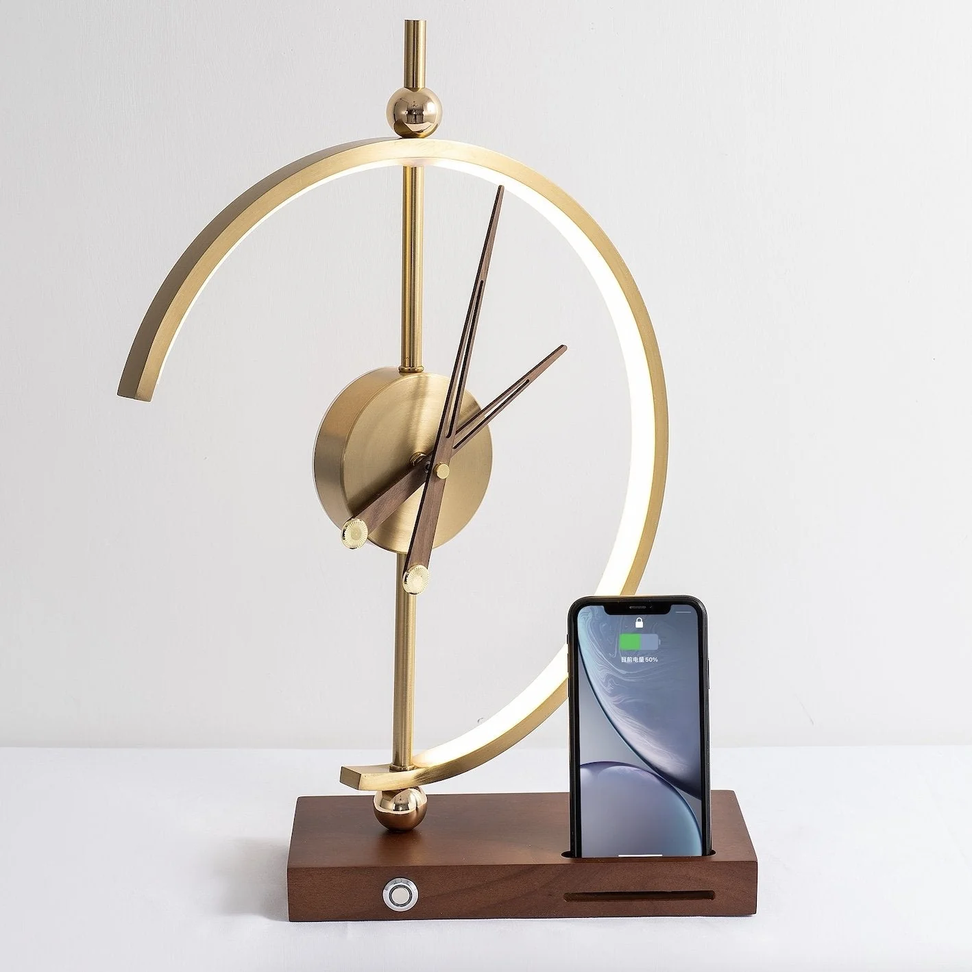 LED Table Lamp with Clock and Wooden Base - Image 9