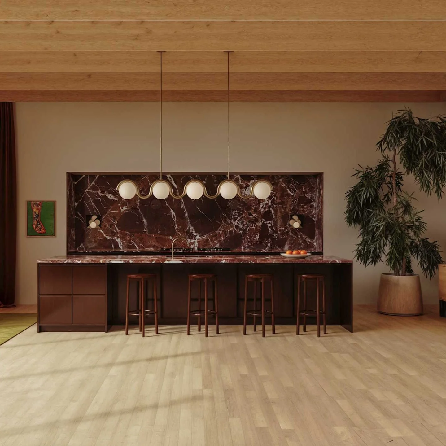 Linear Chandelier with Glass Globe Lights - Image 2