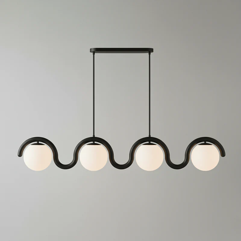 Linear Chandelier with Glass Globe Lights - Image 55