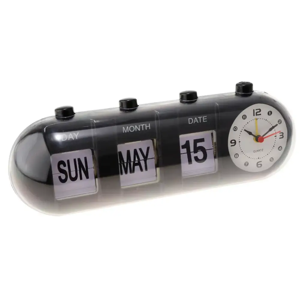 Manual Flip Calendar Clock With Analog Time Display - Image 5