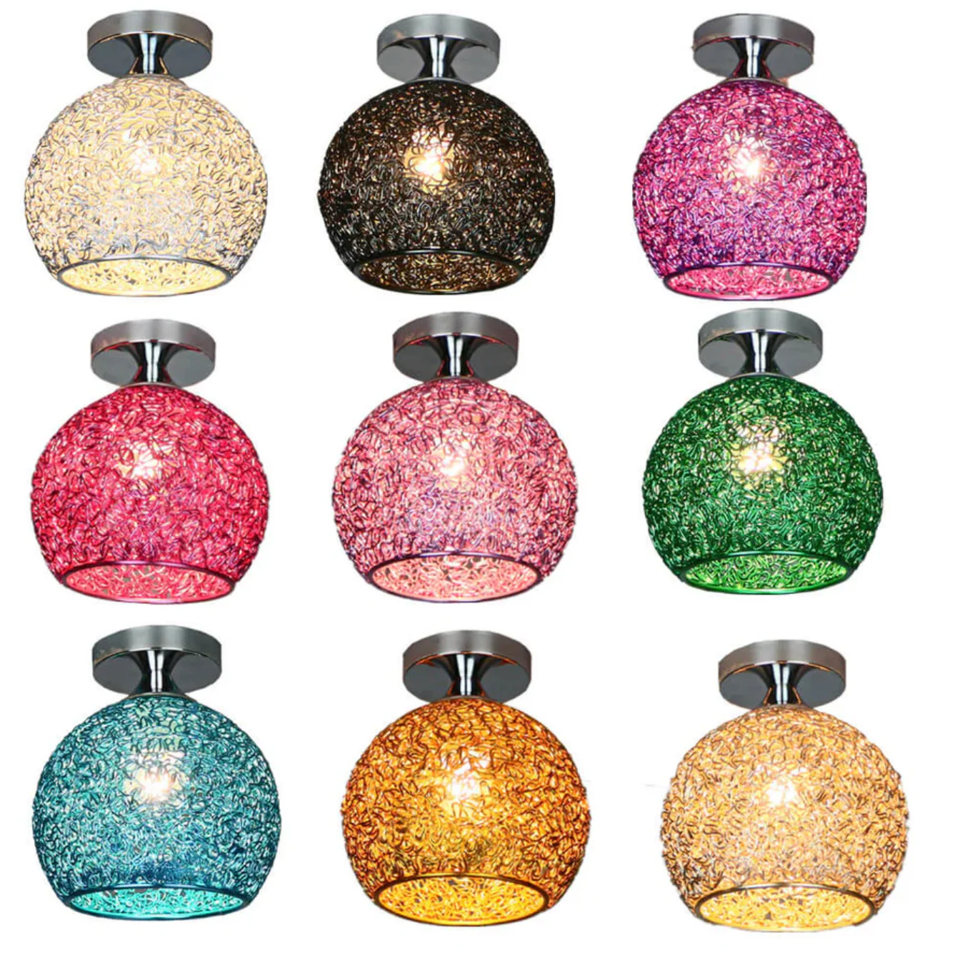 Metal Globe Ceiling Light Modern Flush Mount Lamp - Image 12