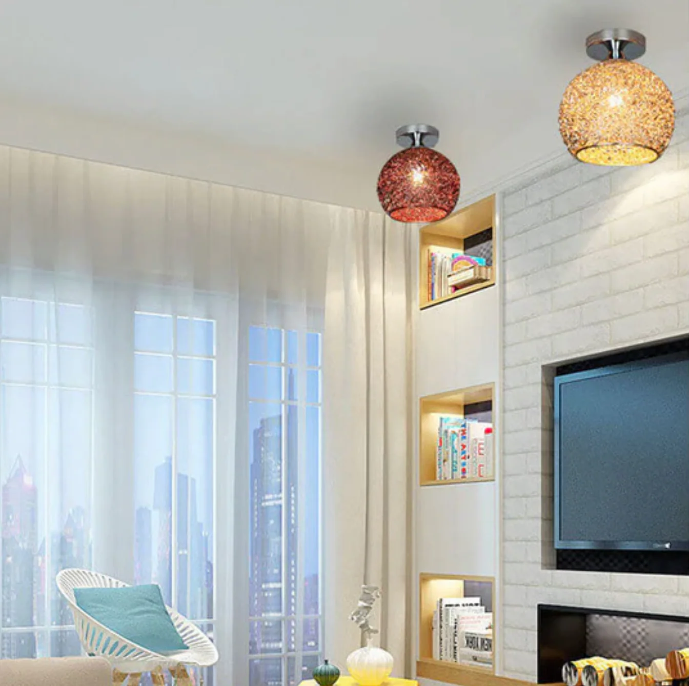 Metal Globe Ceiling Light Modern Flush Mount Lamp - Image 17