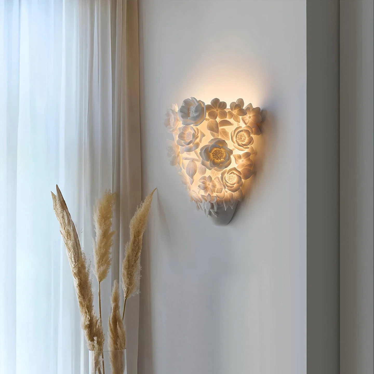 Minimalist Ceramic Flower Wall Lamp - Image 2