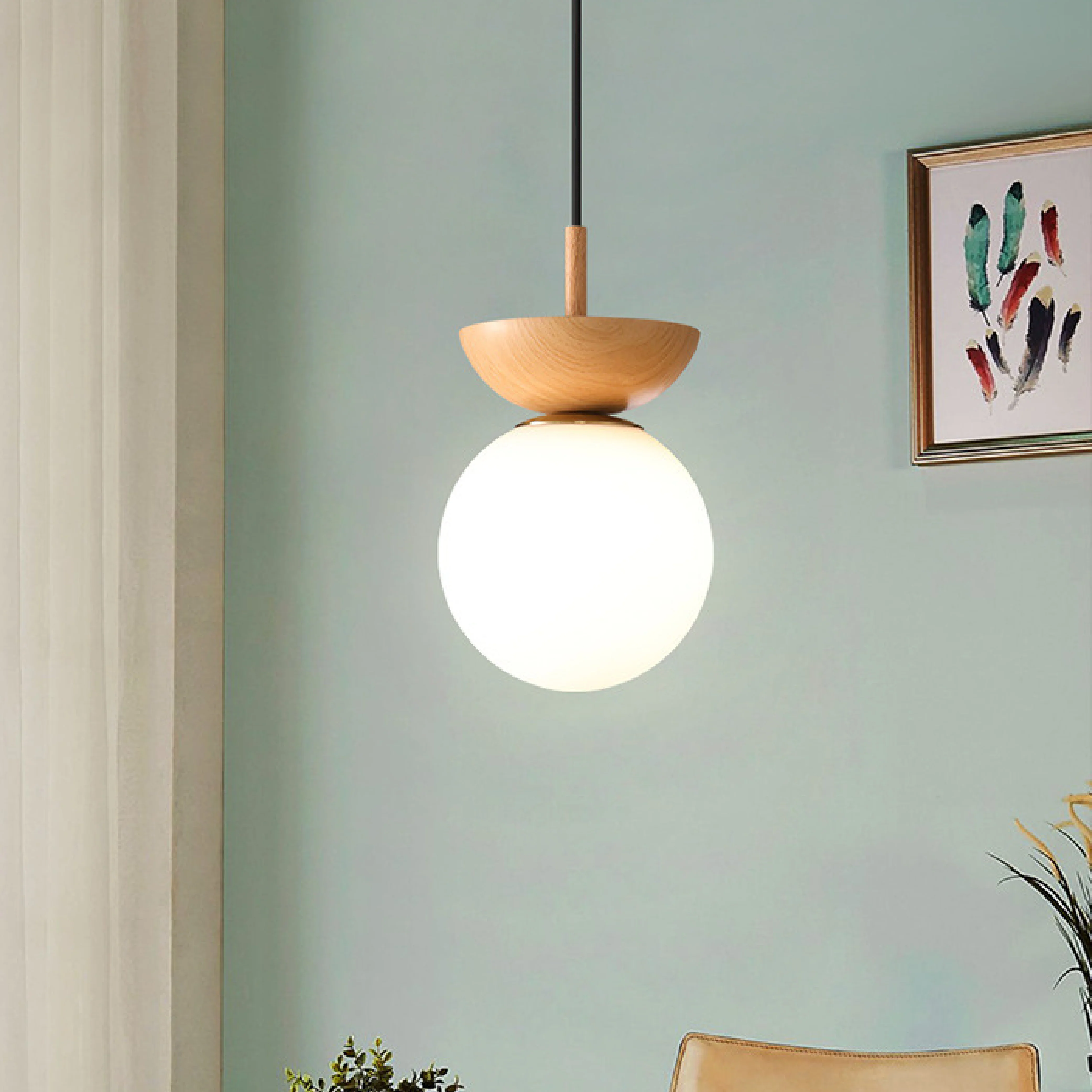 Minimalist Japanese Globe Pendant Lamp - Image 3