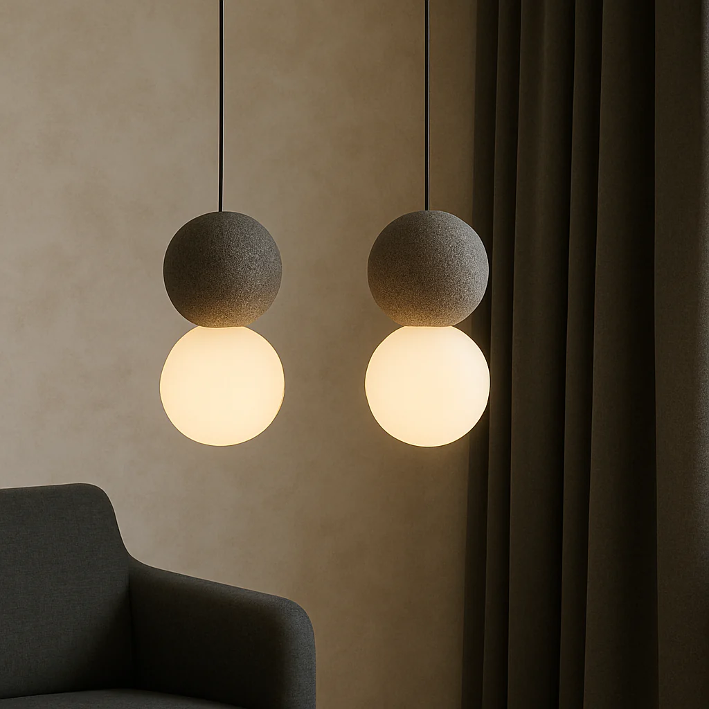 Minimalist Obsidian Stone Pendant Light - Image 2