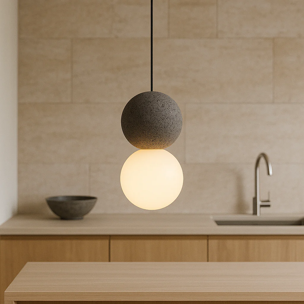 Minimalist Obsidian Stone Pendant Light - Image 5