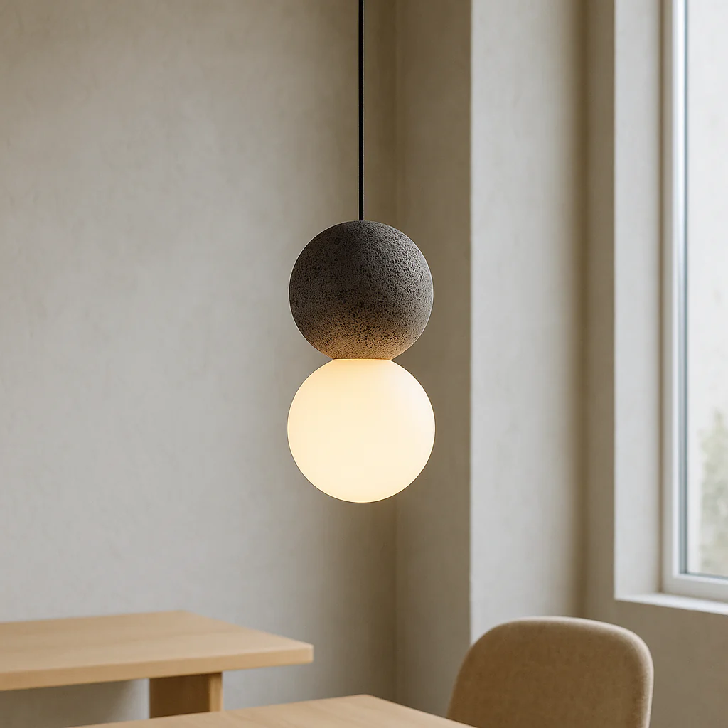 Minimalist Obsidian Stone Pendant Light - Image 6