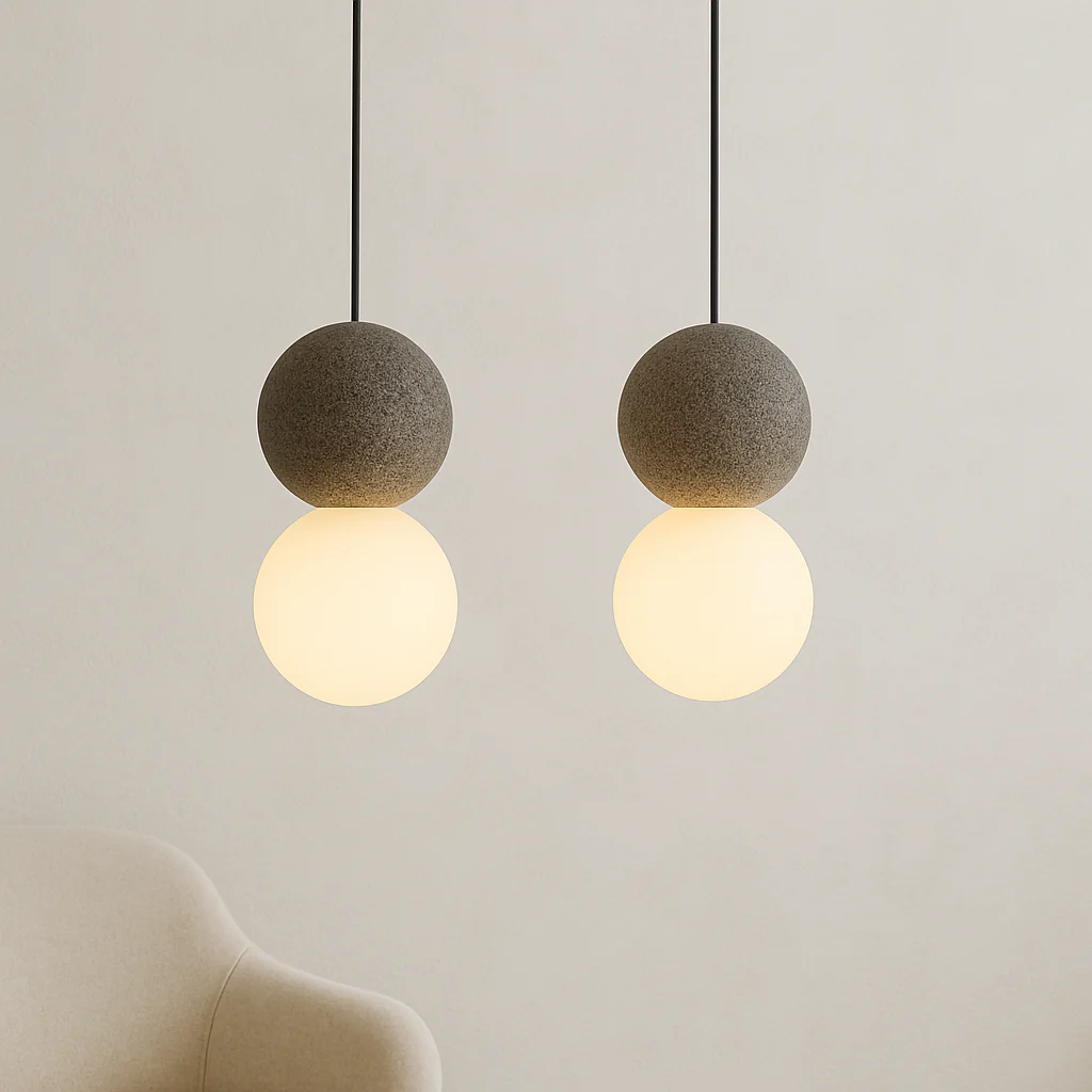 Minimalist Obsidian Stone Pendant Light - Image 7