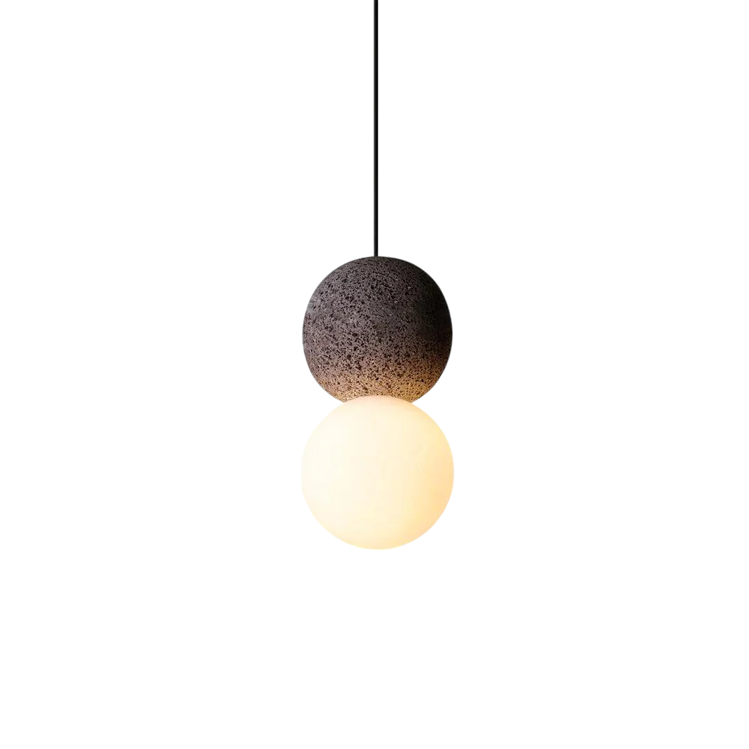 Minimalist Obsidian Stone Pendant Light - Image 8