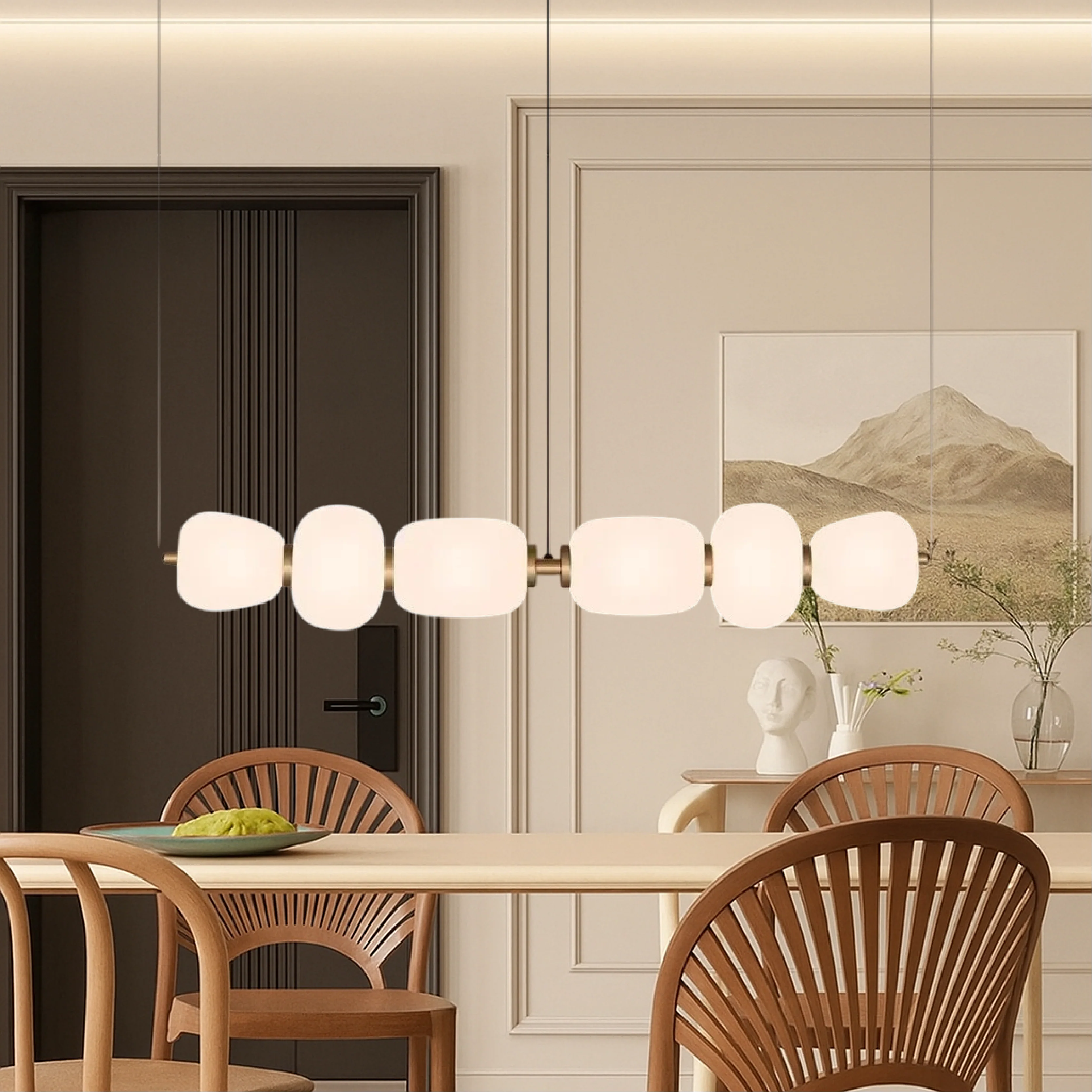 Minimalist White Glass Bar Pendant Light - Image 2
