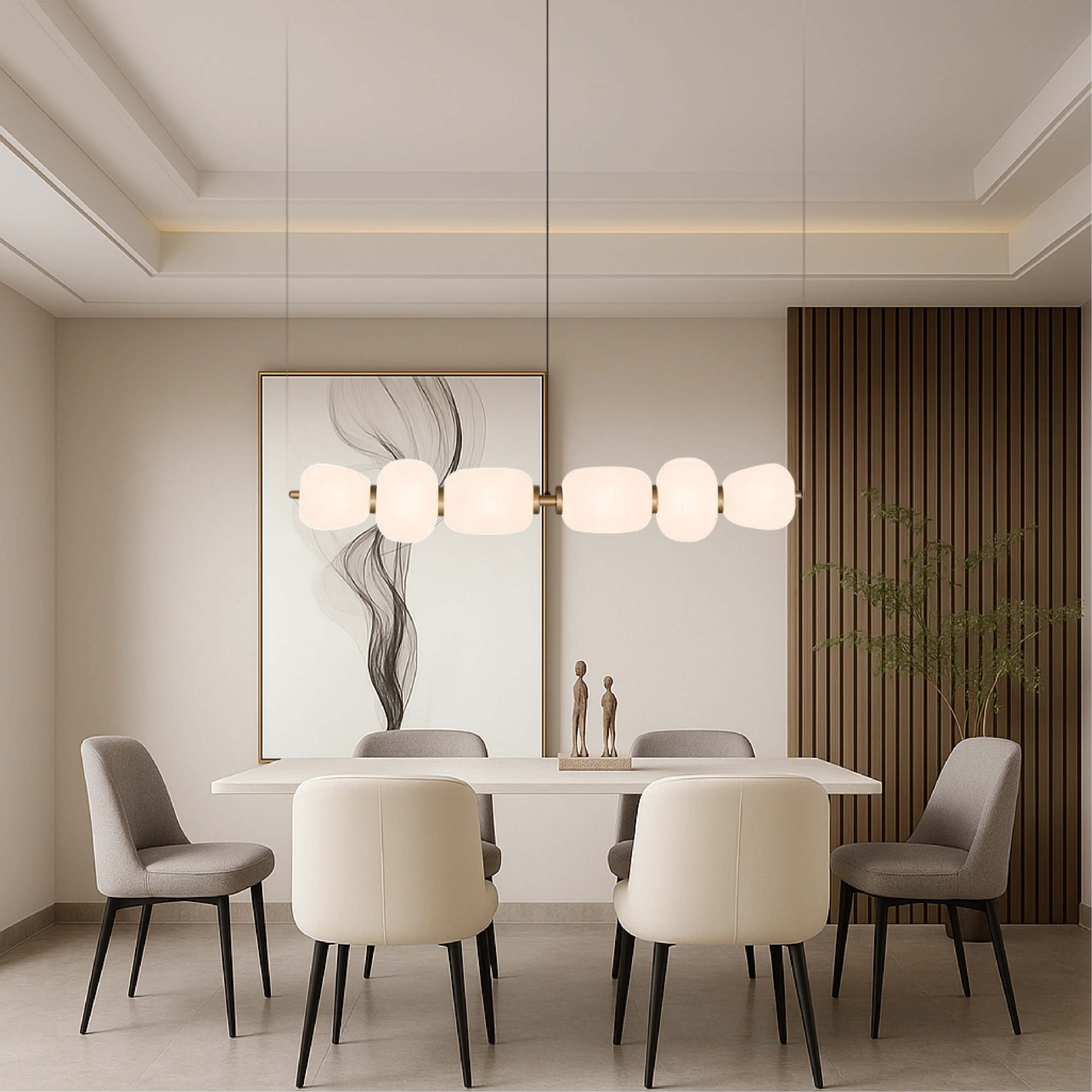 Minimalist White Glass Bar Pendant Light - Image 3