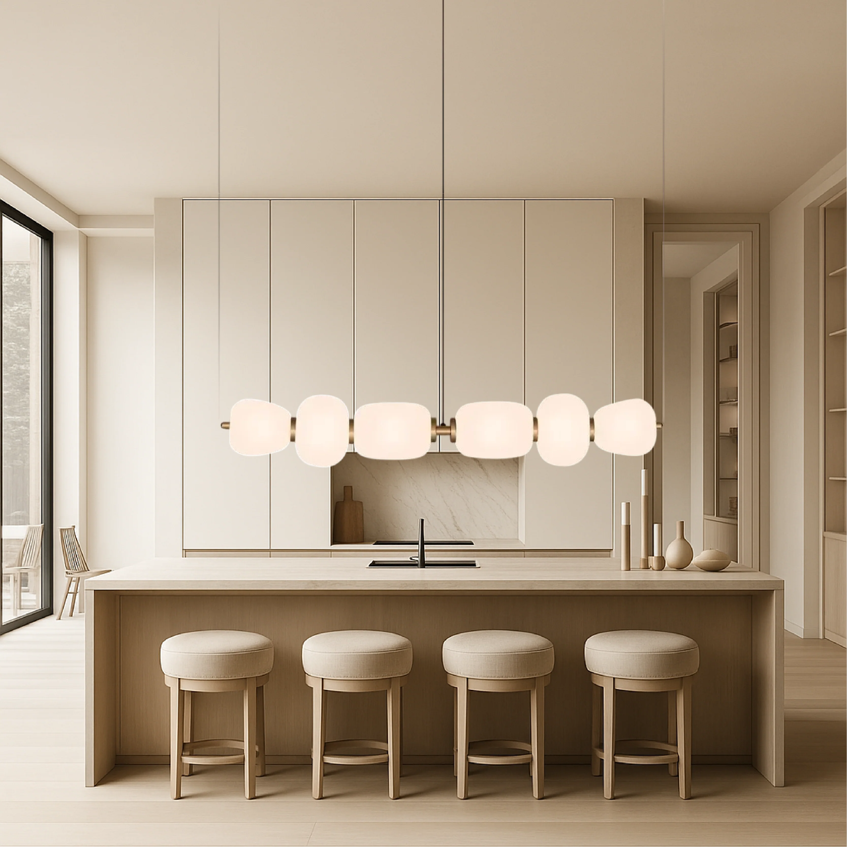 Minimalist White Glass Bar Pendant Light - Image 4