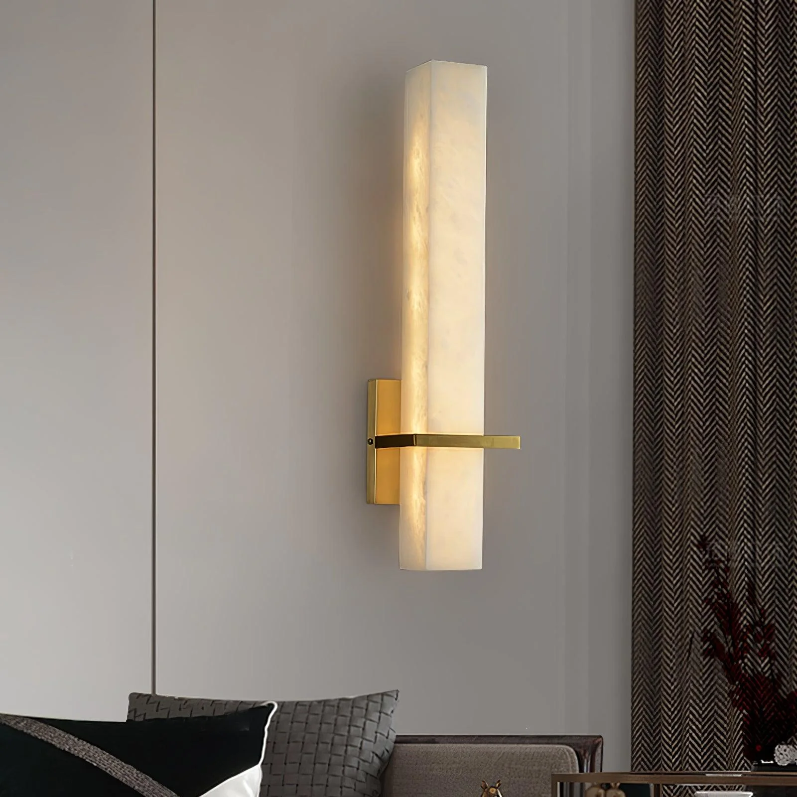 Modern Alabaster Wall Lamp Brass LED Indoor Wall Light Fixture - Image 11