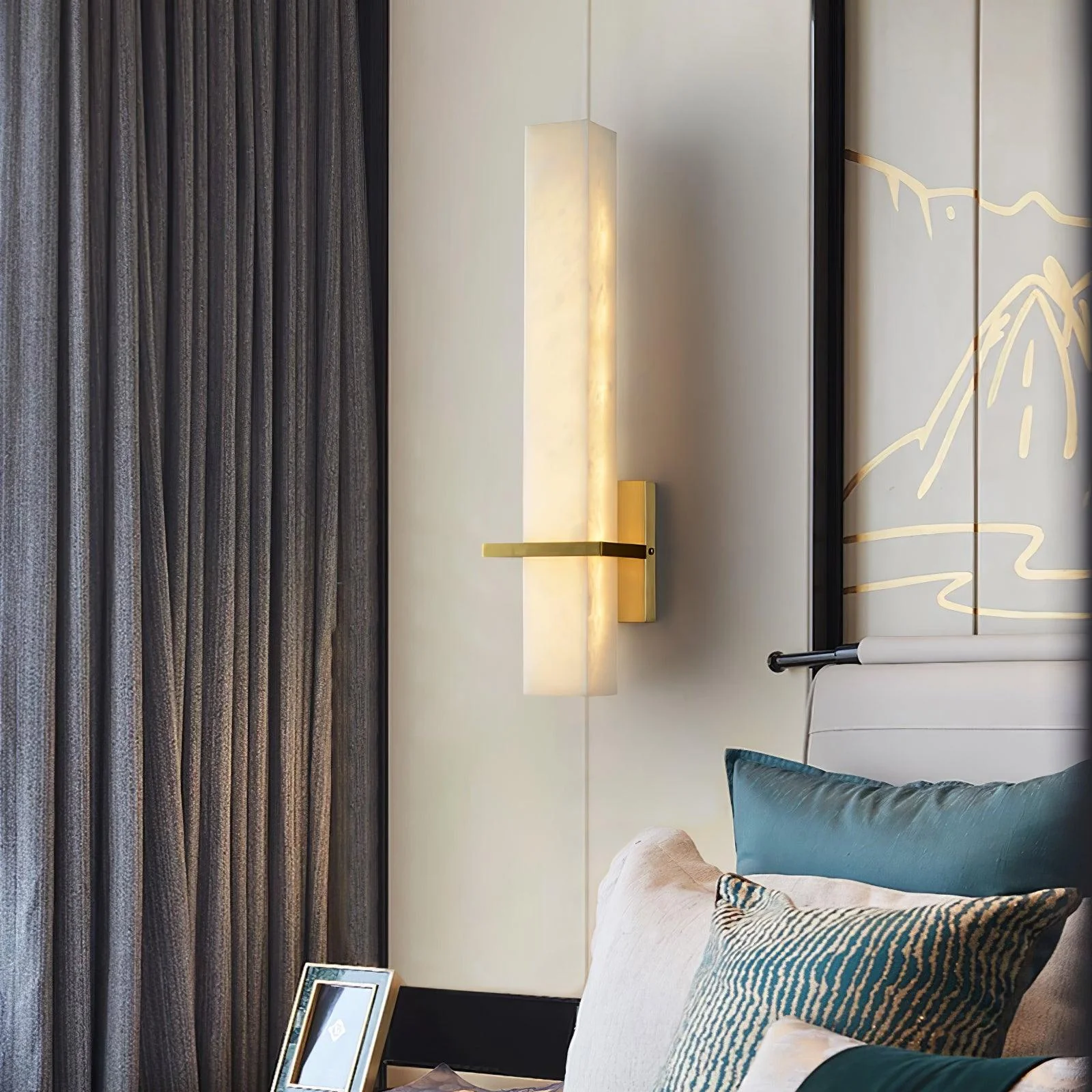 Modern Alabaster Wall Lamp Brass LED Indoor Wall Light Fixture - Image 13