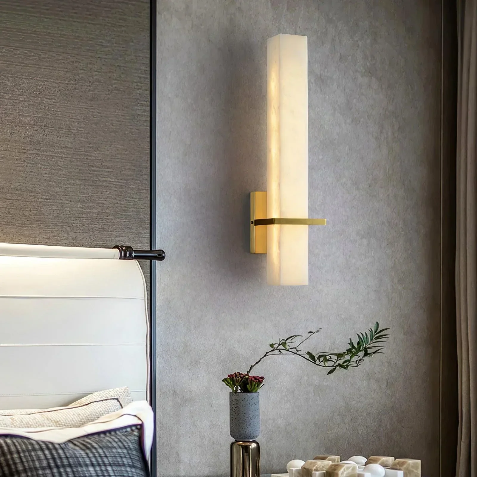 Modern Alabaster Wall Lamp Brass LED Indoor Wall Light Fixture - Image 21