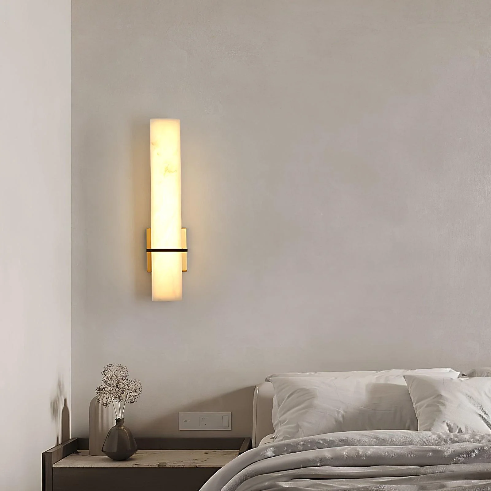 Modern Alabaster Wall Lamp Brass LED Indoor Wall Light Fixture - Image 23