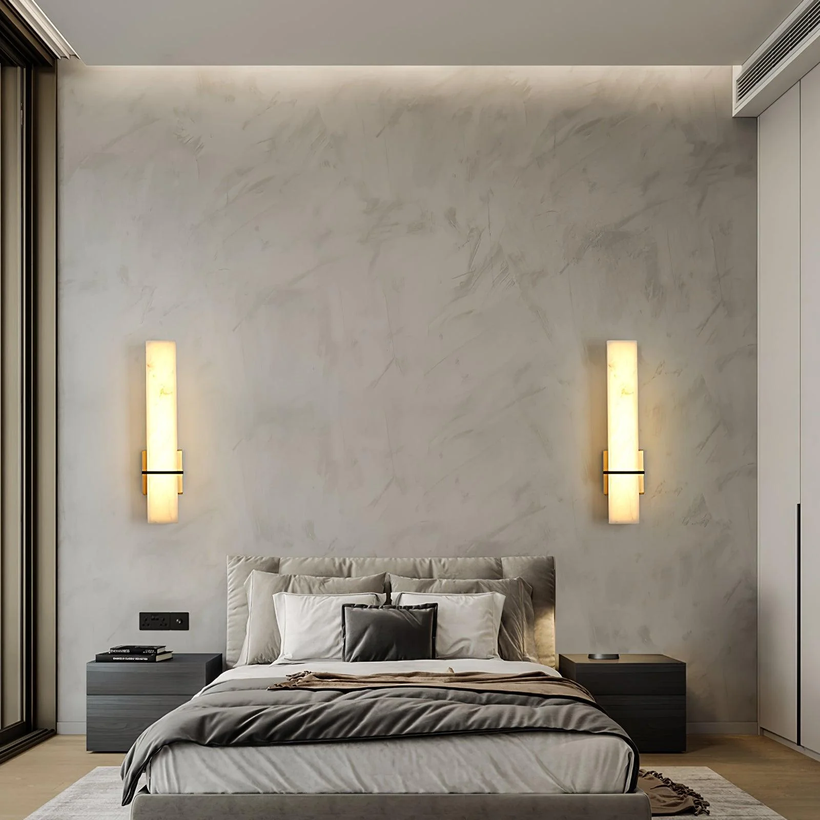 Modern Alabaster Wall Lamp Brass LED Indoor Wall Light Fixture - Image 8