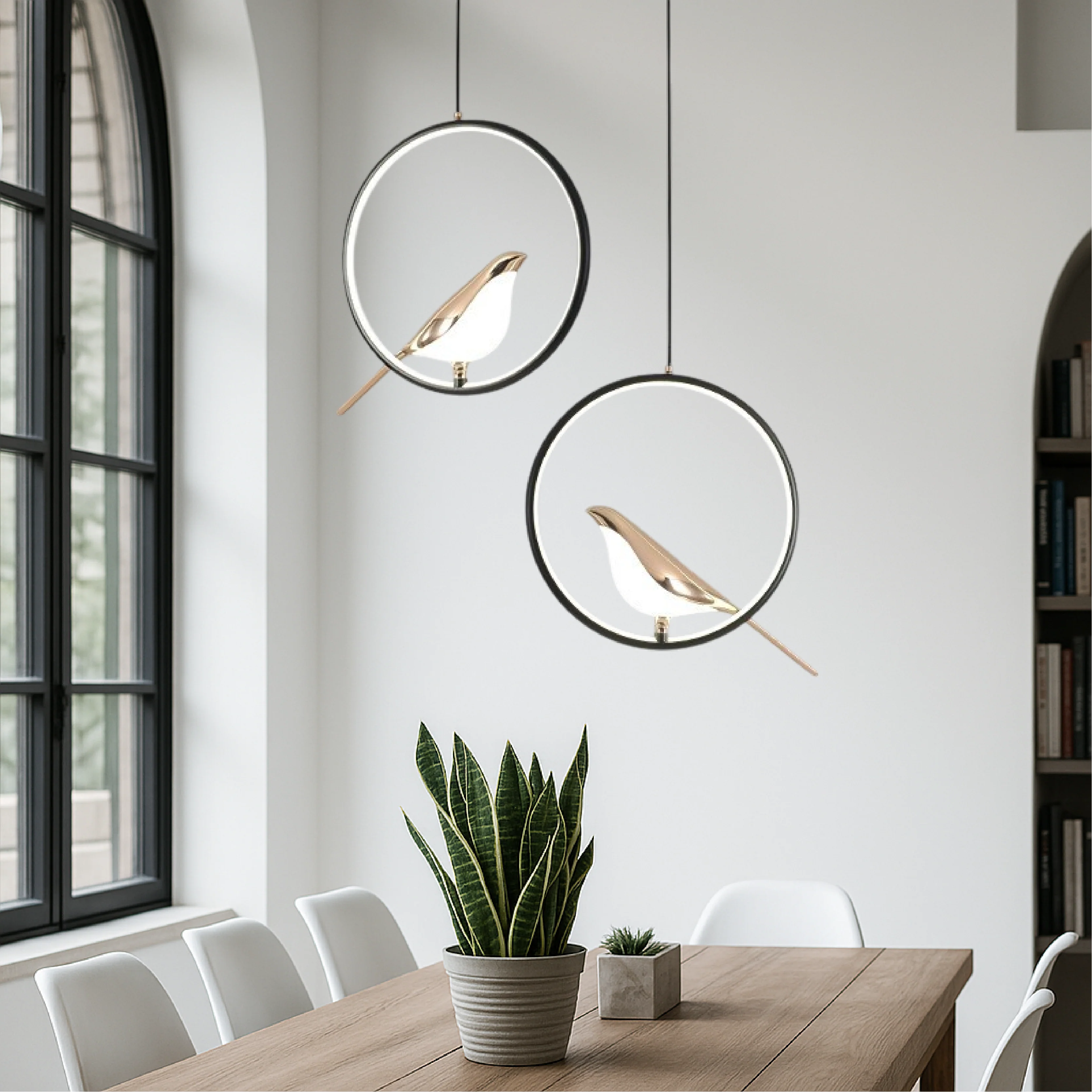 Modern Bird-in-Ring Hanging Lamp - Image 3