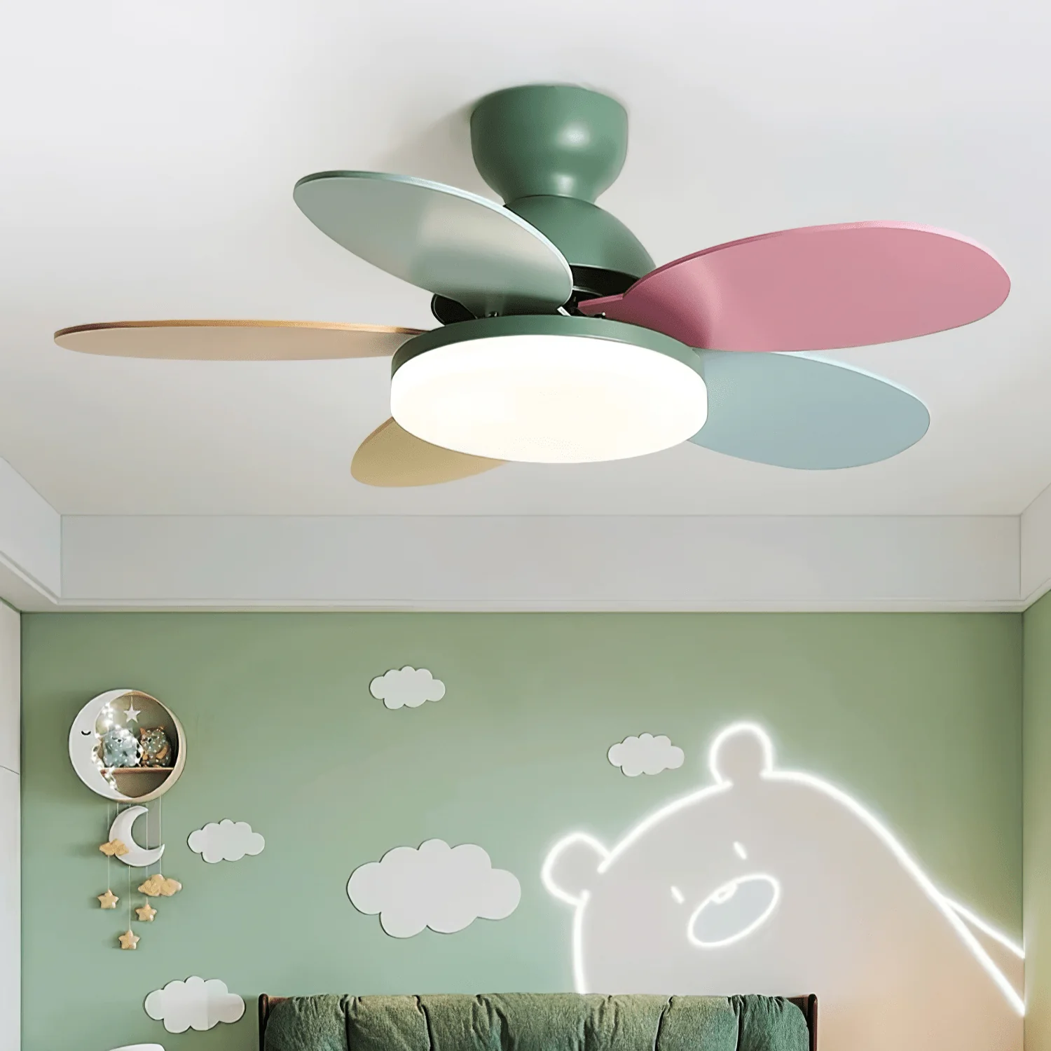 Modern Ceiling Fan LED Light with Multicolour Blades - Image 2