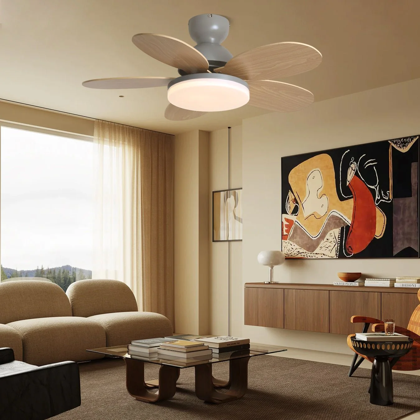 Modern Ceiling Fan LED Light with Multicolour Blades - Image 21